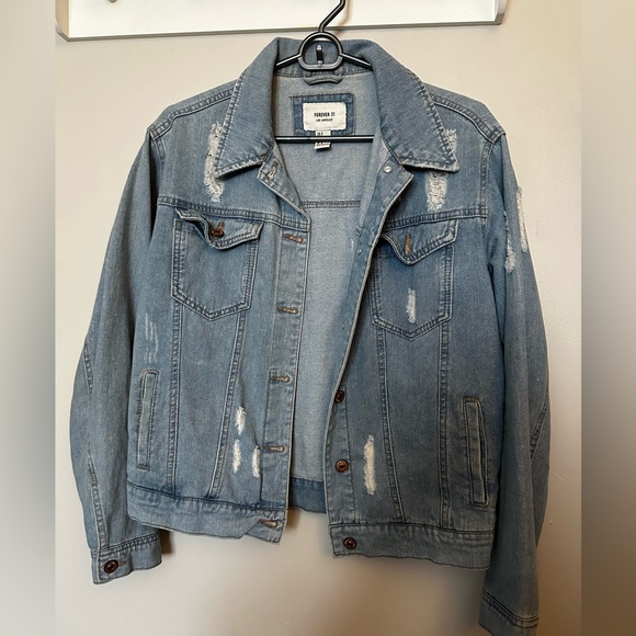 Forever 21 Distressed Blue Denim Jacket - Picture 9 of 9